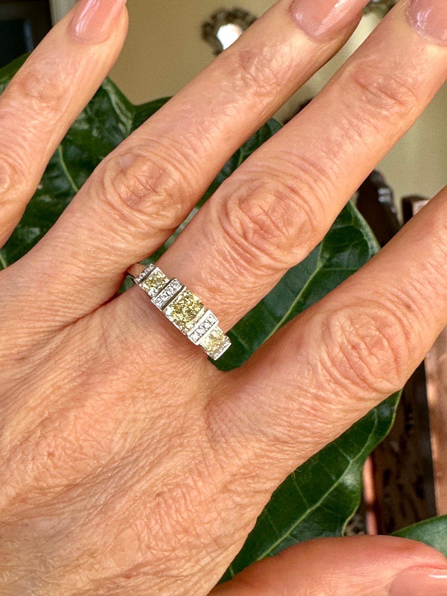 Fancy Yellow Radiant Cut Diamond Ring in White God