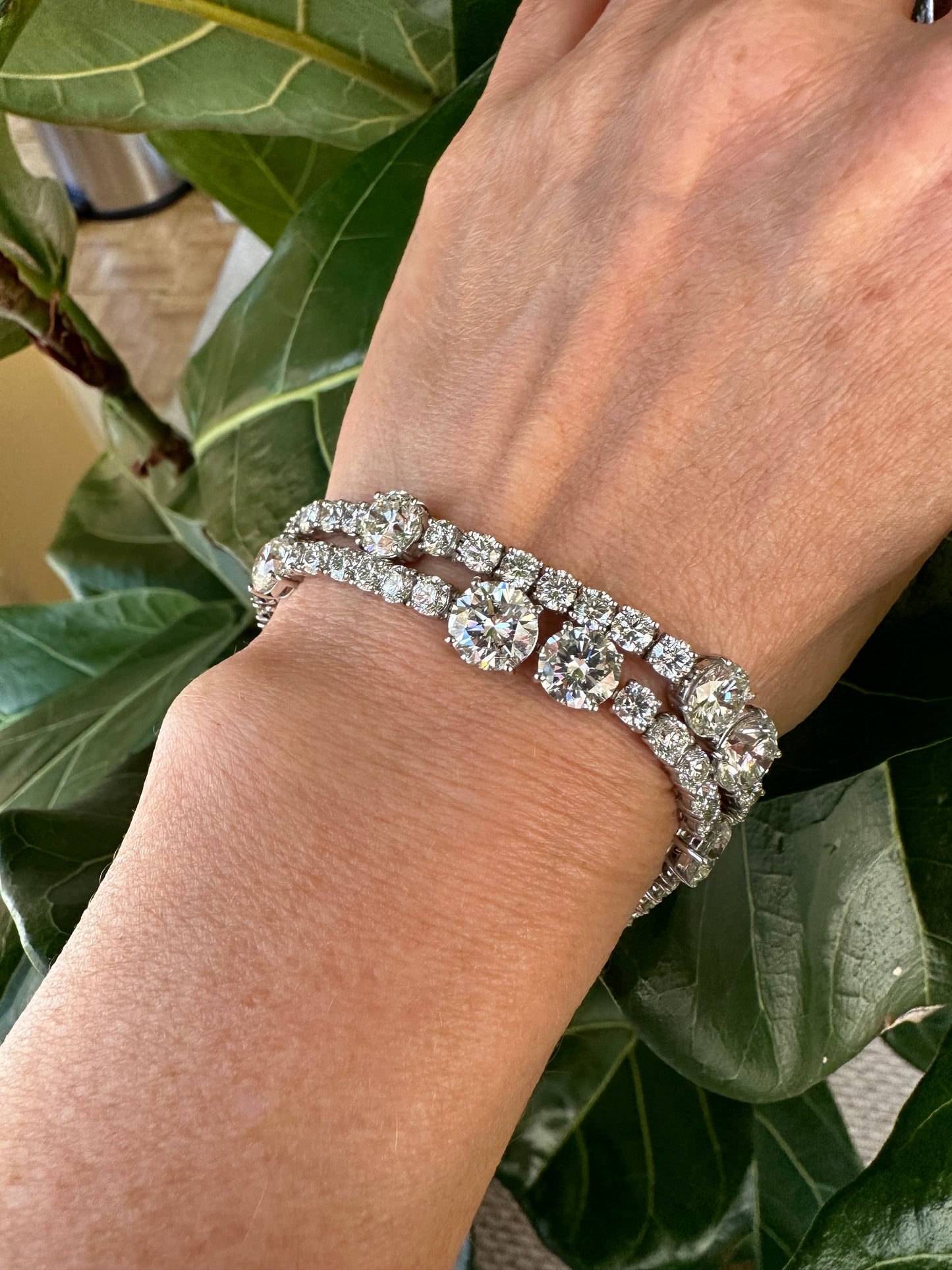 Double Row Natural Diamond Tennis Bracelet