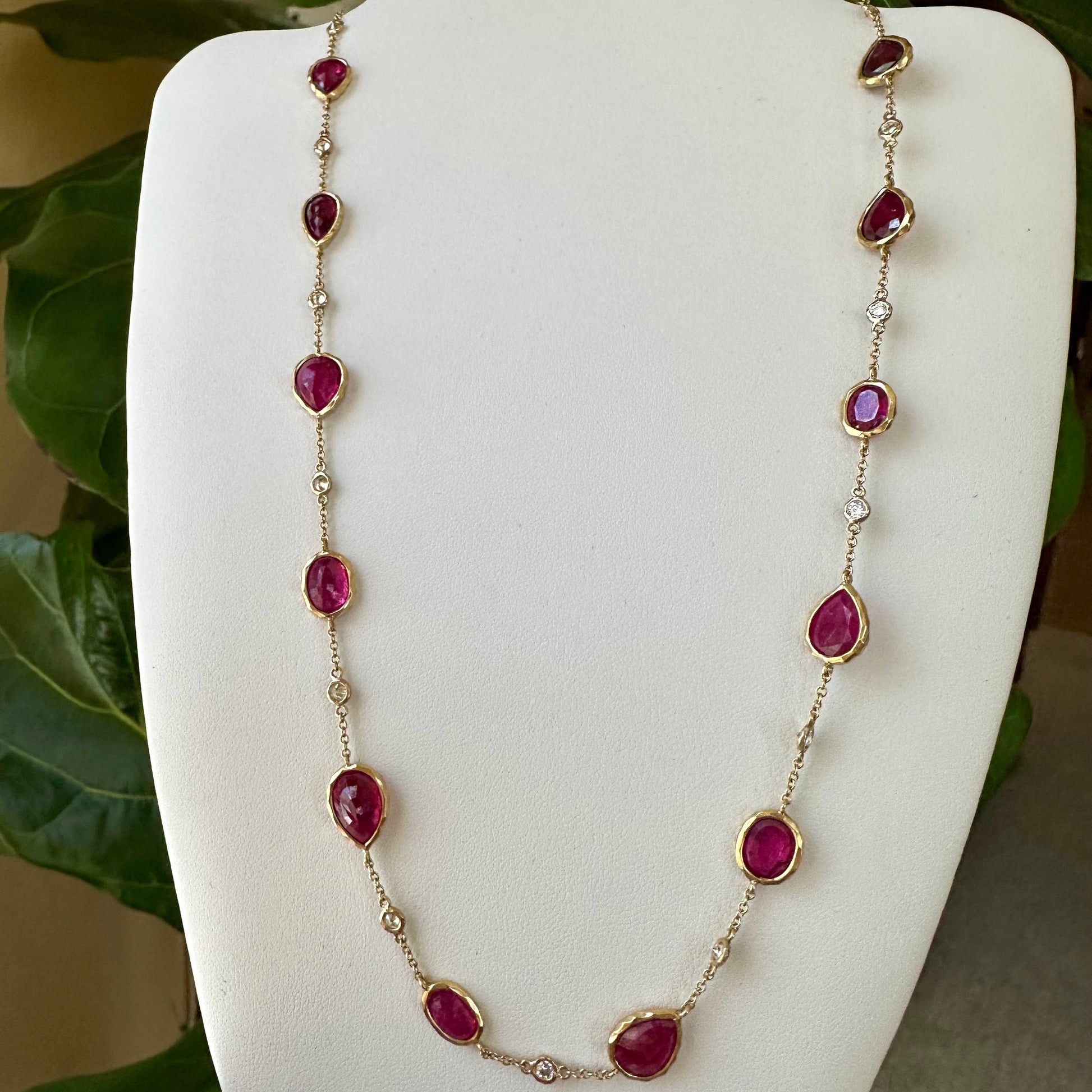 GIA Cert. Ruby & Diamond Necklace 18k 