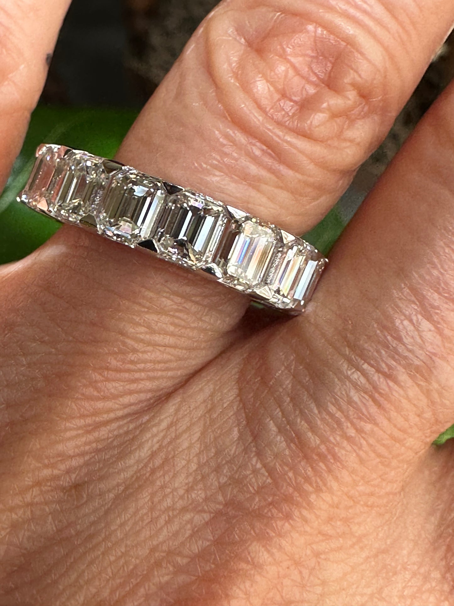 Assher Cut Diamond Eternity Band White Gold