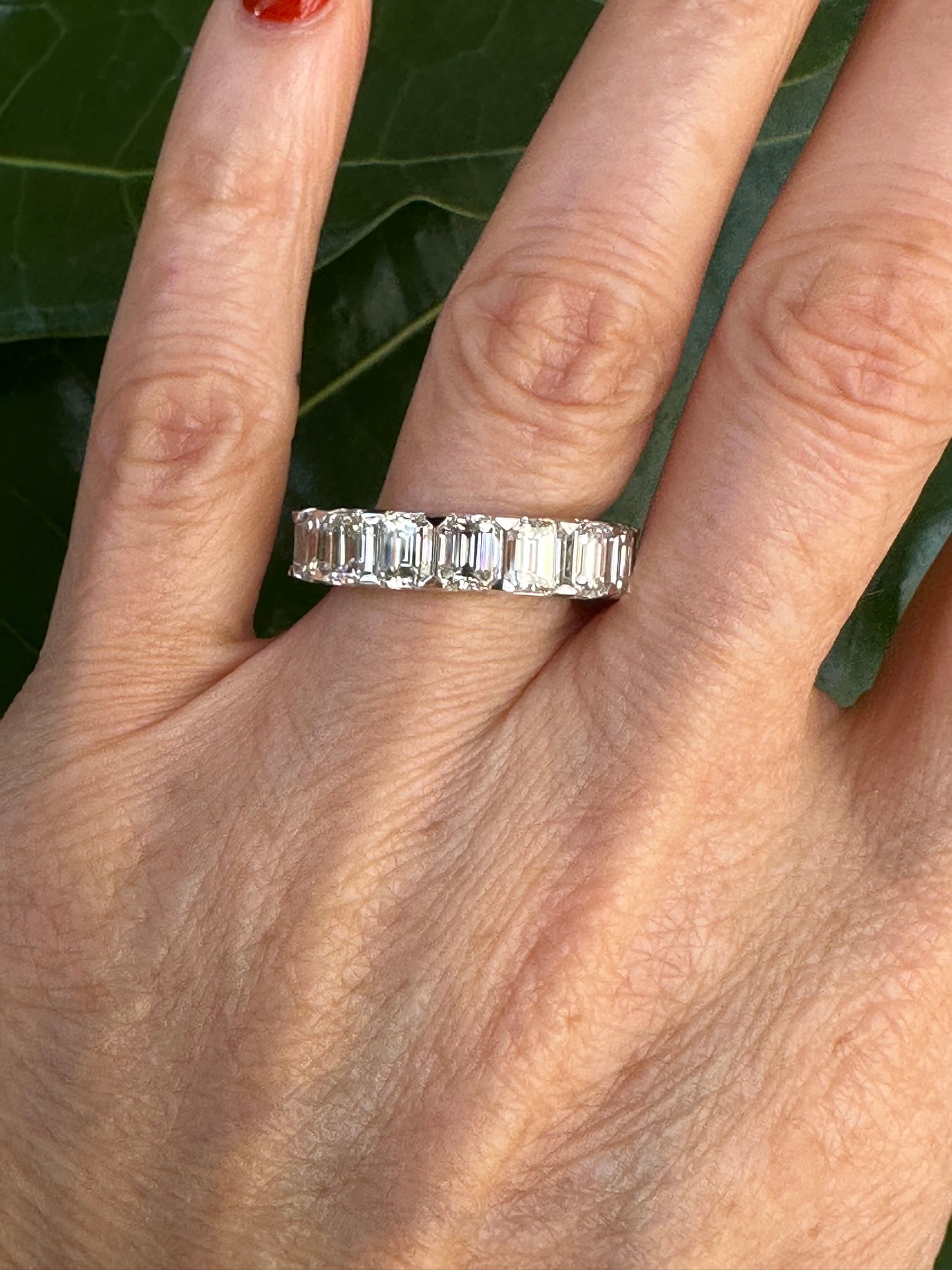 Assher Cut Diamond Eternity Band White Gold