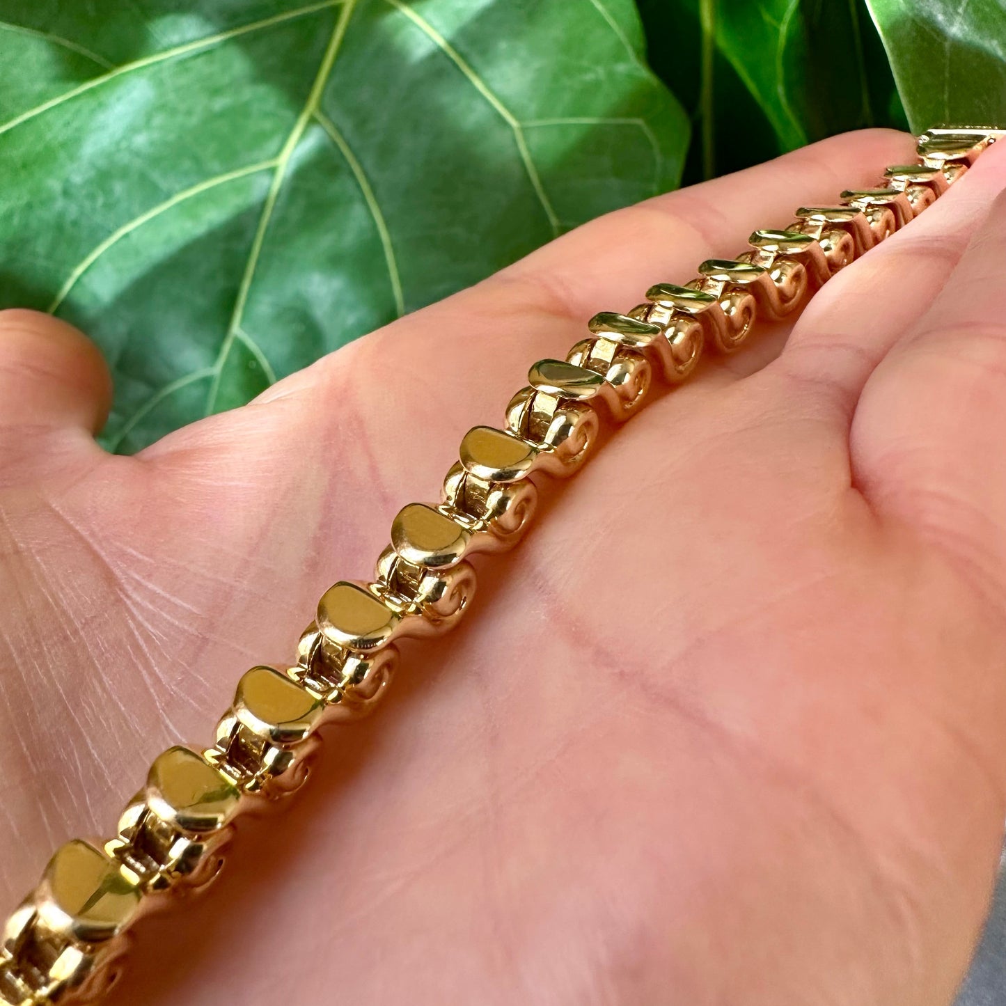 Charles Krypell Double Barrel Baguette Diamond Bracelet | ~11ct | 18k Yellow Gold | 72.8g