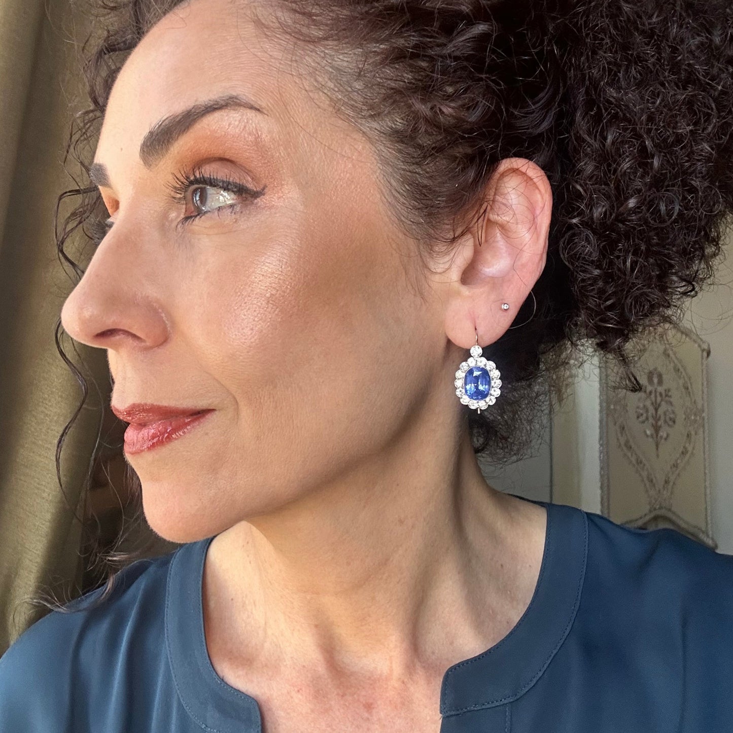 Ceylon Sapphire & Diamond Earrings