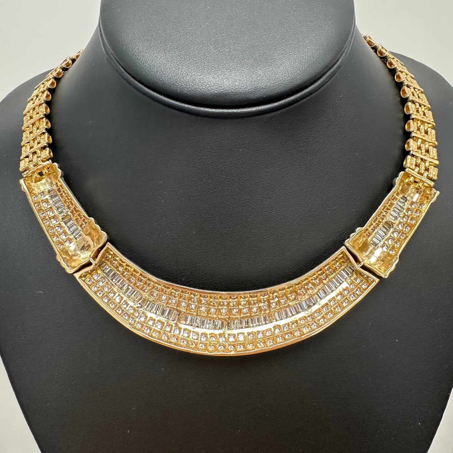 Estate Diamond Collar Necklace | 20+ Carats Natural Diamonds | 18k Yellow Gold | 89.2g