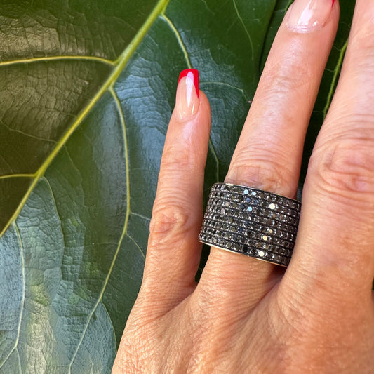 Black Diamond Cigar Band Ring