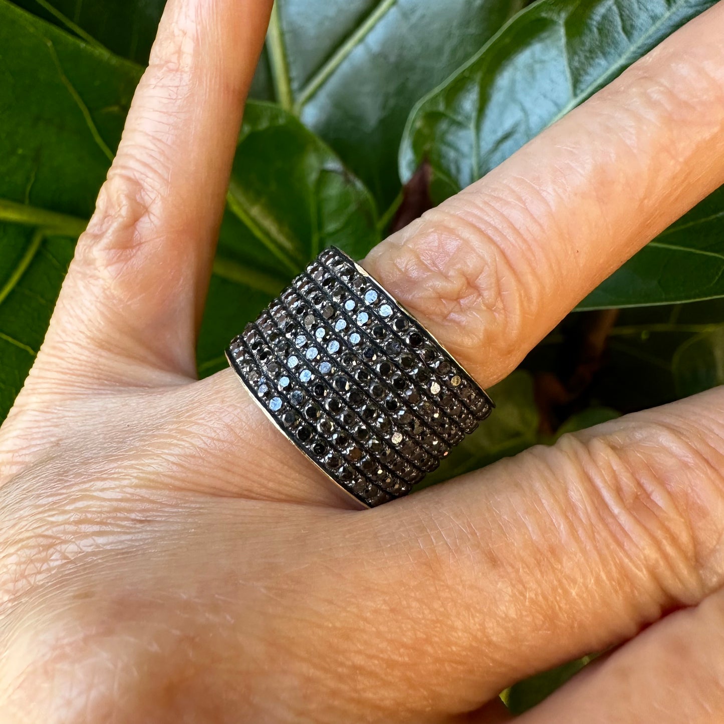 Black Diamond Cigar Band Ring