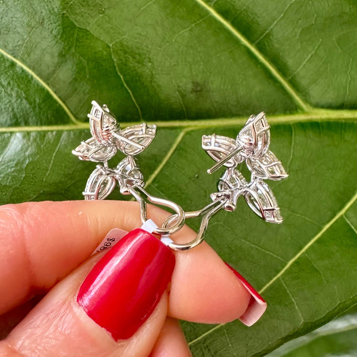 GIA Certified Pear Diamond Floral Cluster Earrings – 10.06ct 18k White Gold