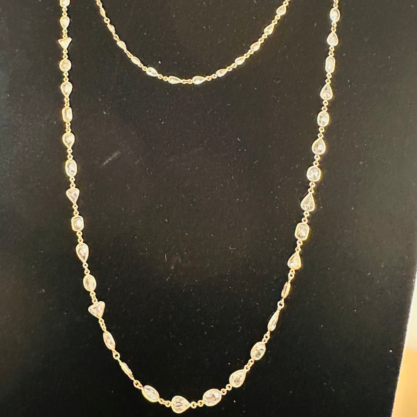 Multi-Cut Natural Diamond By The Yard Necklace – 41.47 Carats 18k Yellow Gold 50"
