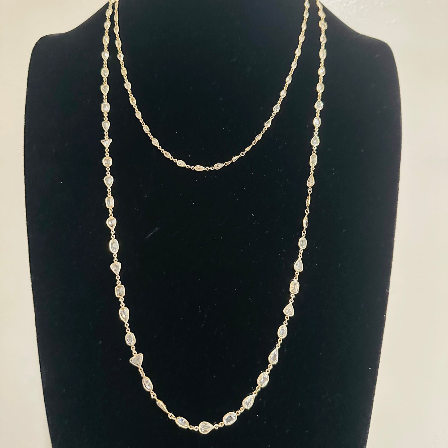 Multi-Cut Natural Diamond By The Yard Necklace – 41.47 Carats 18k Yellow Gold 50"