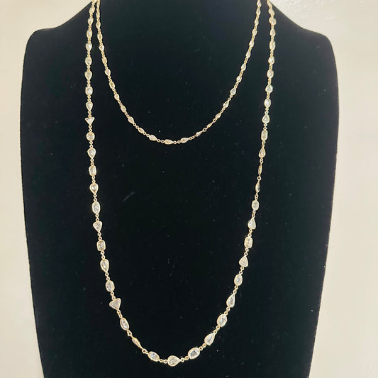 Multi-Cut Natural Diamond By The Yard Necklace – 41.47 Carats 18k Yellow Gold 50"