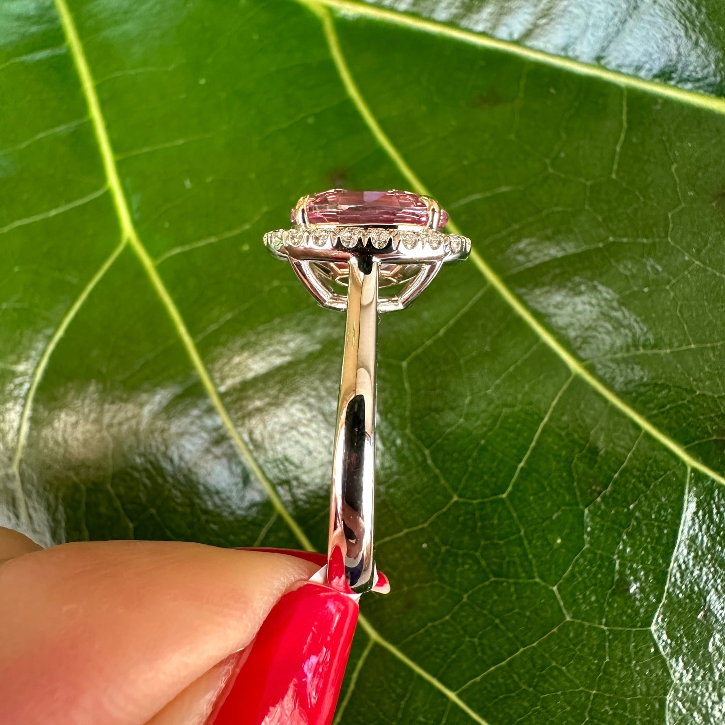 GIA Certified Padparadscha Sapphire Ring – 4.07ct Oval Diamond Halo Platinum