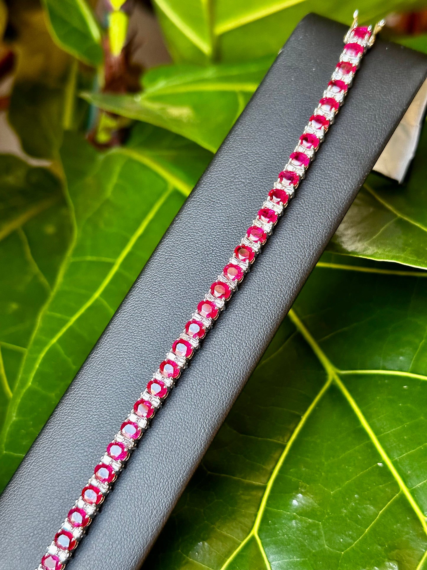 Ruby & Diamond Tennis Bracelet Platinum