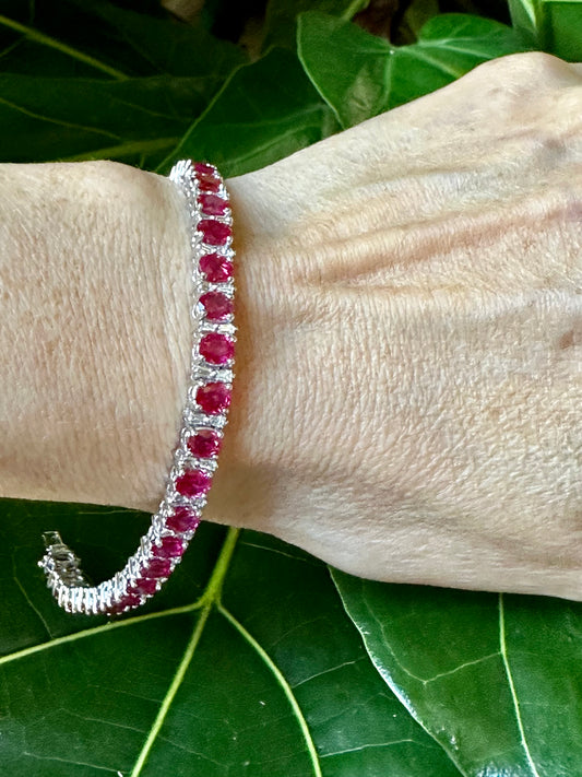 Ruby & Diamond Tennis Bracelet Platinum