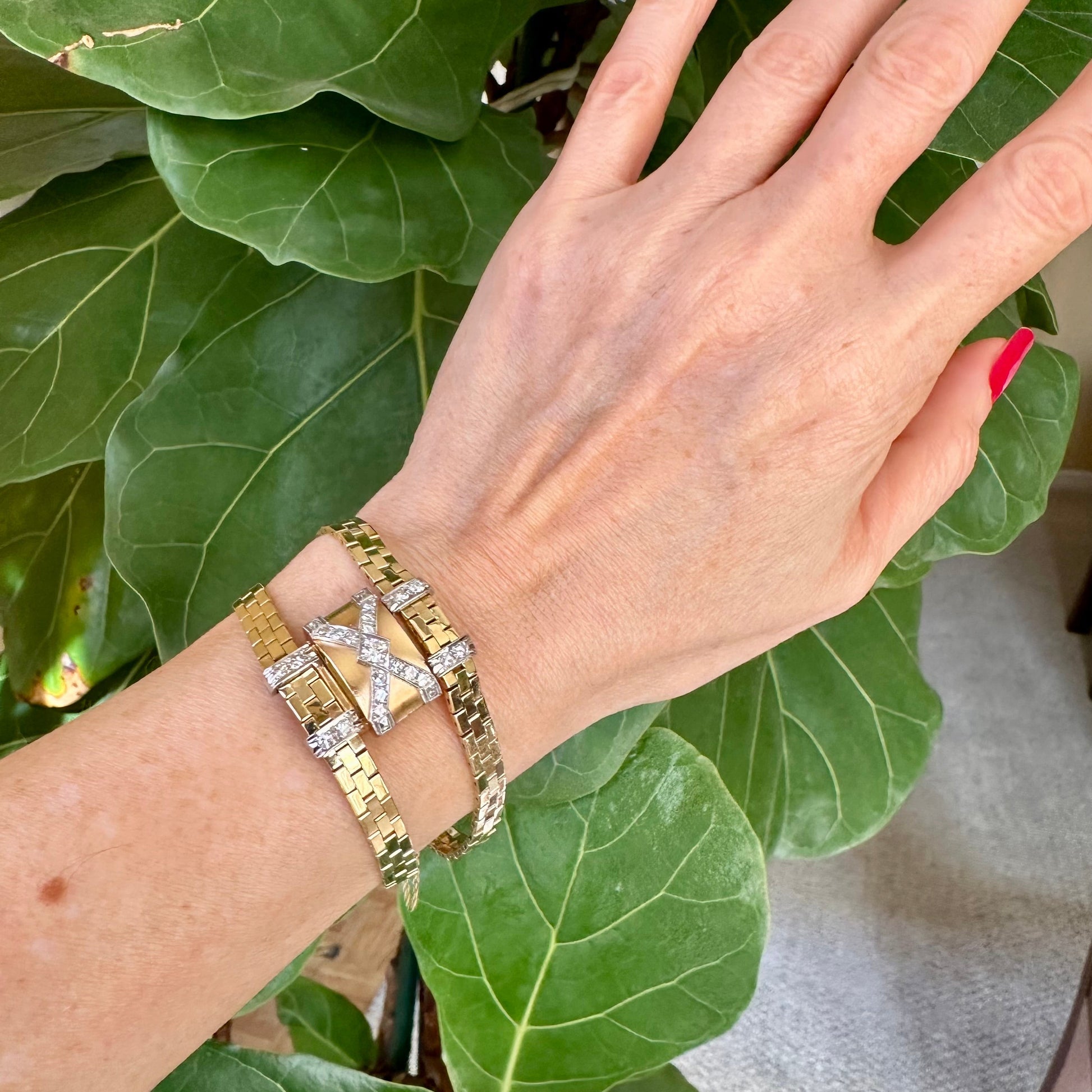 Blancpain Ladies Hidden Watch Bracelet 14k Yellow Gold Natural Diamonds