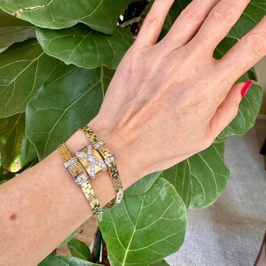 Blancpain Ladies Hidden Watch Bracelet 14k Yellow Gold Natural Diamonds