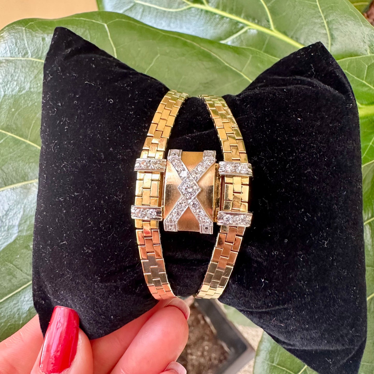 Vintage Blancpain Ladies Diamond Hidden Watch Bracelet | 14k Yellow & White Gold | 49g | 6.5"