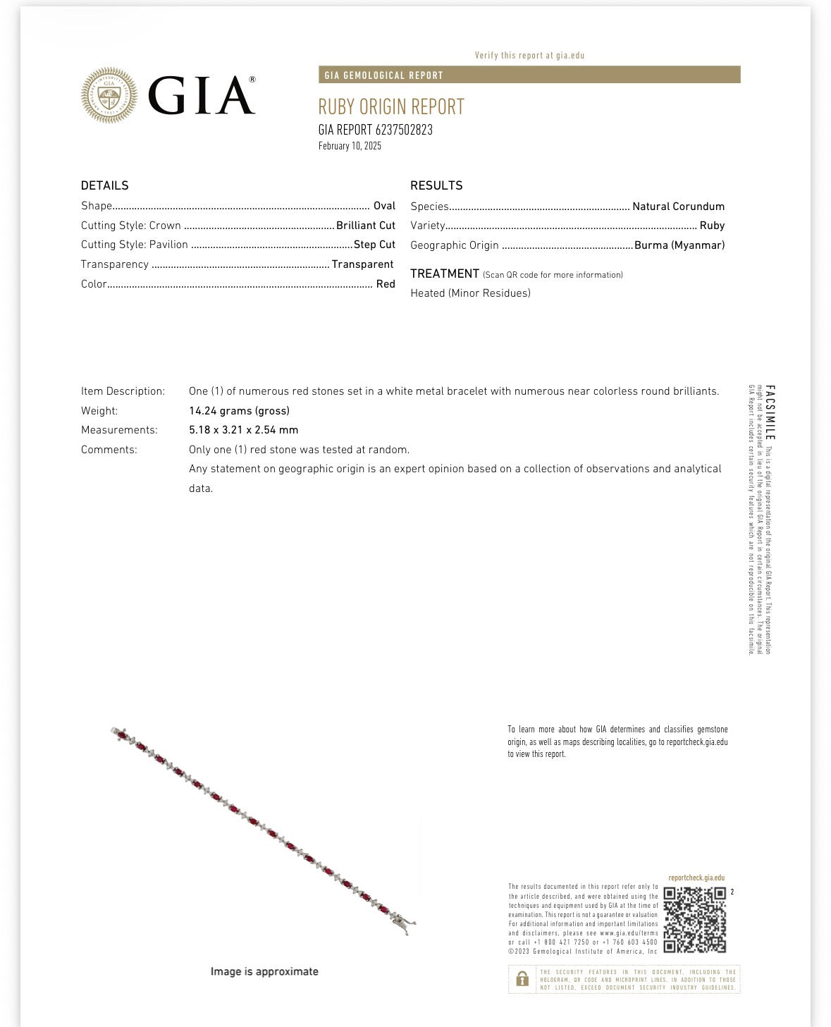 GIA Certified Natural Burmese Ruby & Diamond Statement Bracelet | 18k White Gold | 14.24g | 7.75"