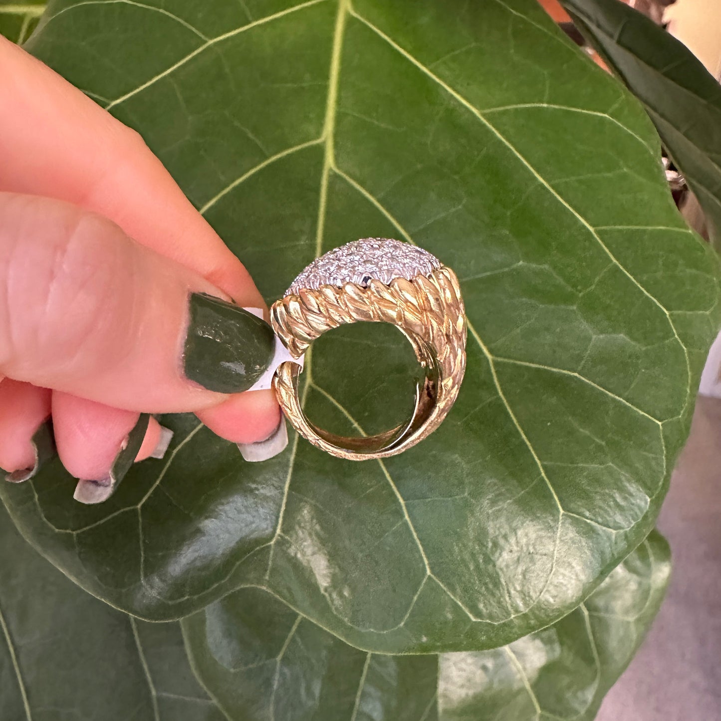 Estate Serpent Diamond Pavé Ring | ~2-3ct Diamonds | 18k Yellow & White Gold | 23.2g | Size 6.5