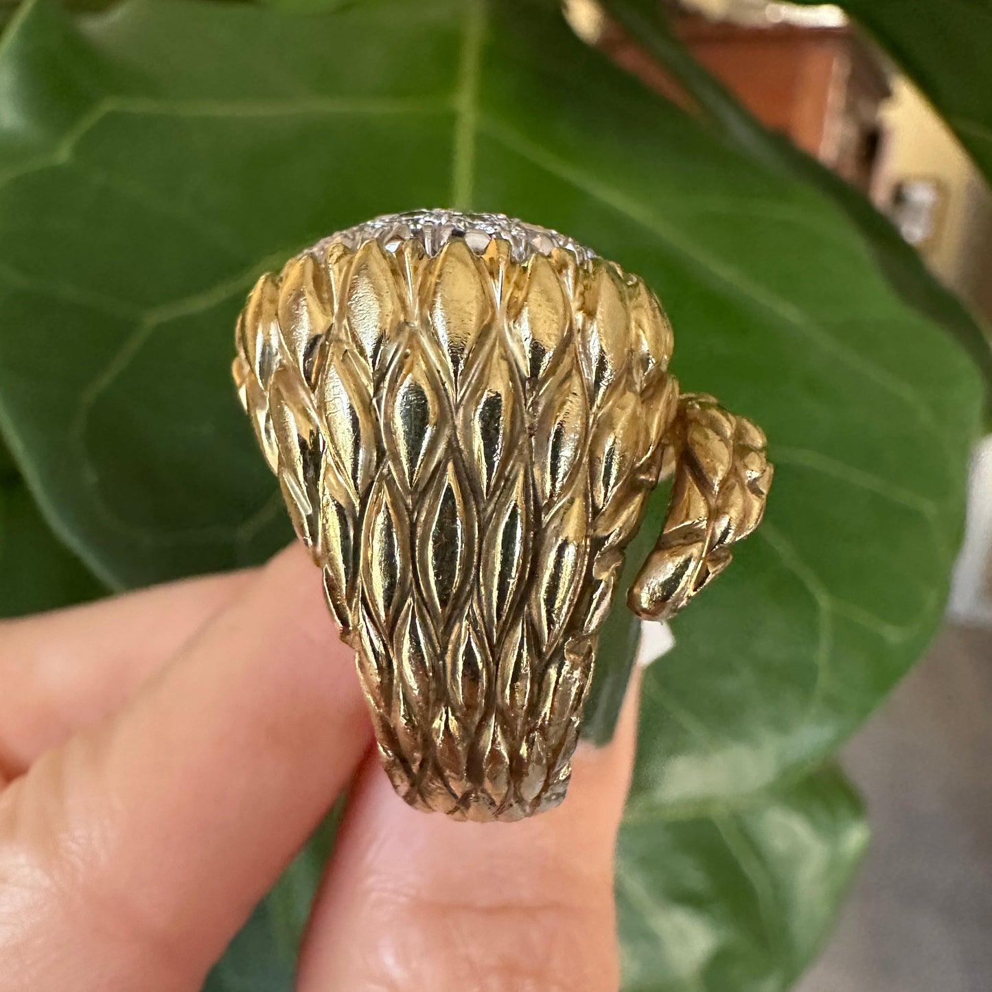 Estate Serpent Diamond Pavé Ring | ~2-3ct Diamonds | 18k Yellow & White Gold | 23.2g | Size 6.5