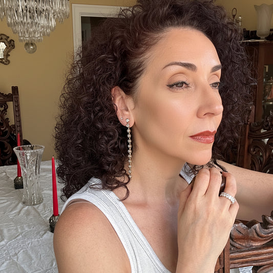 Convertible Diamond Shoulder Duster & Hoop Earrings 18k Yellow Gold