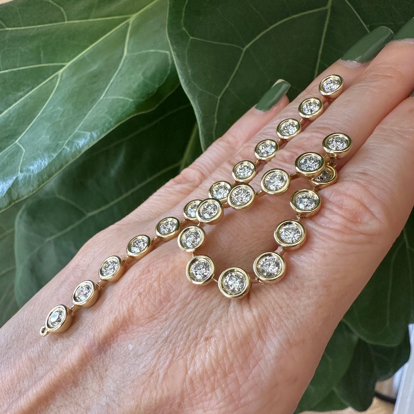 Convertible Diamond Loop & Shoulder Duster Earrings | 7.32ct | 24 Brilliant Diamonds | 18k Yellow Gold | 19.31g | 3.75"
