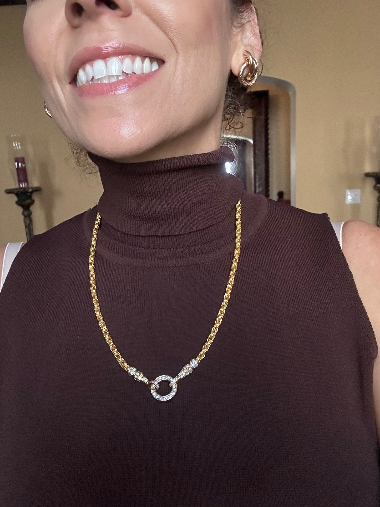 22k Solid Yellow Gold Diamond Necklace 71.7 Grams