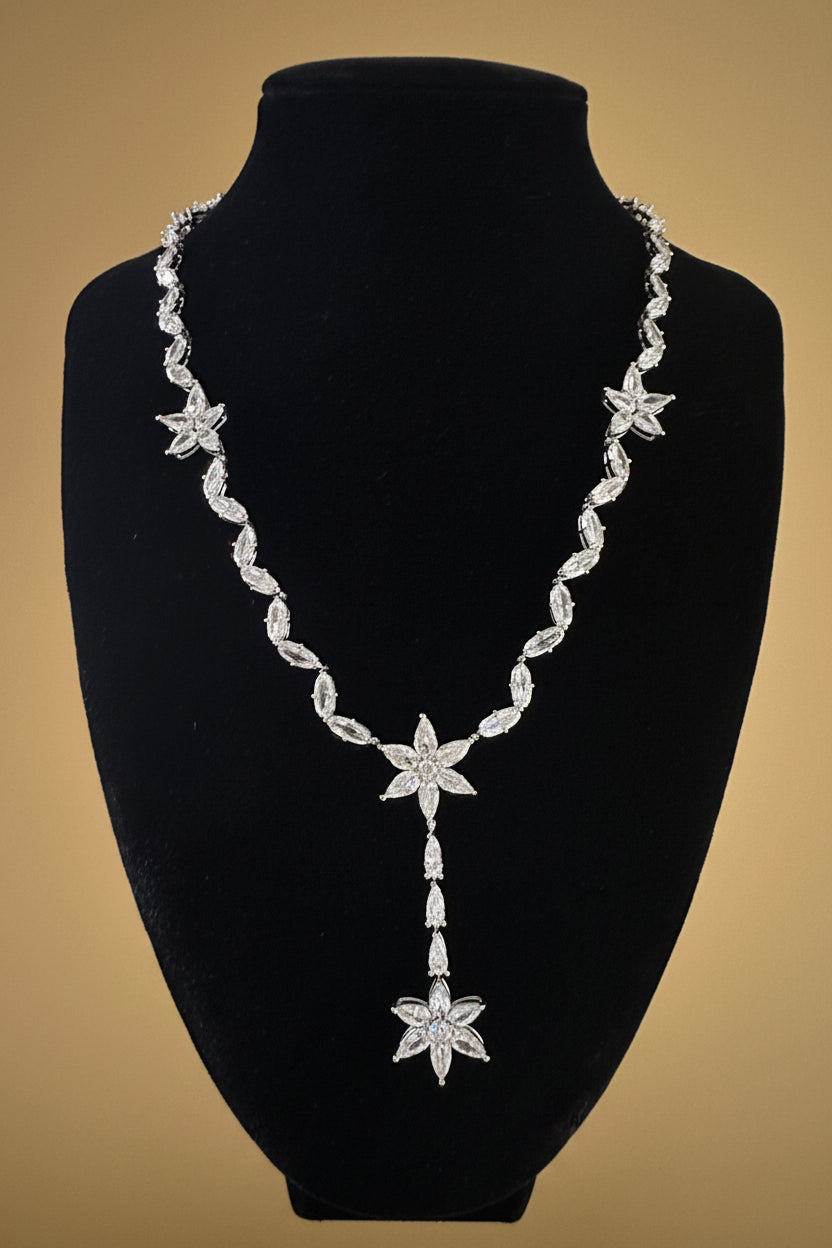Stunning Diamond Cut Neckalce Platinum Bridal, Red Carpet Events & Gala.
