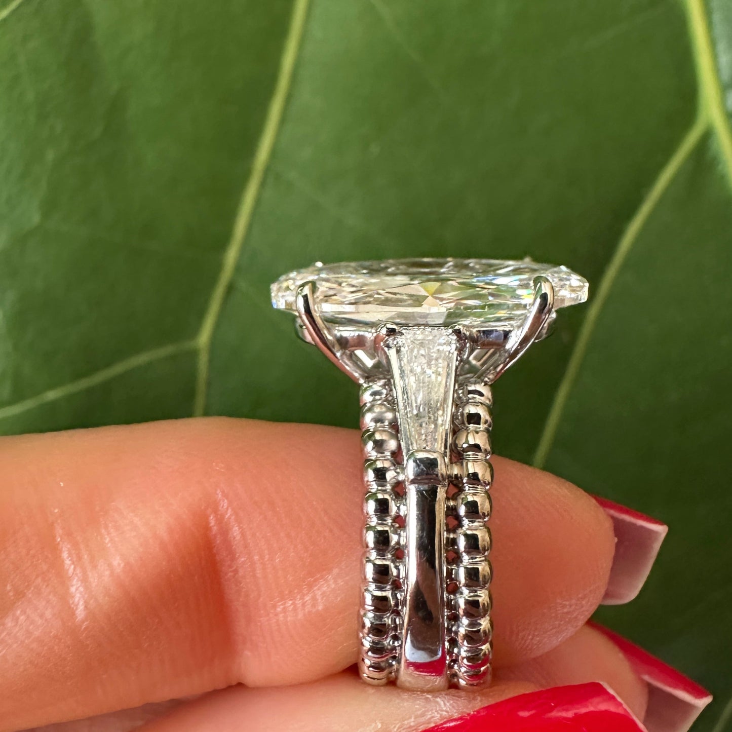 GIA Certified 5.03ct Oval Diamond Bridal Ring | H SI2 | Handmade Platinum 950 | Tapered Diamond Shoulders | Size 4