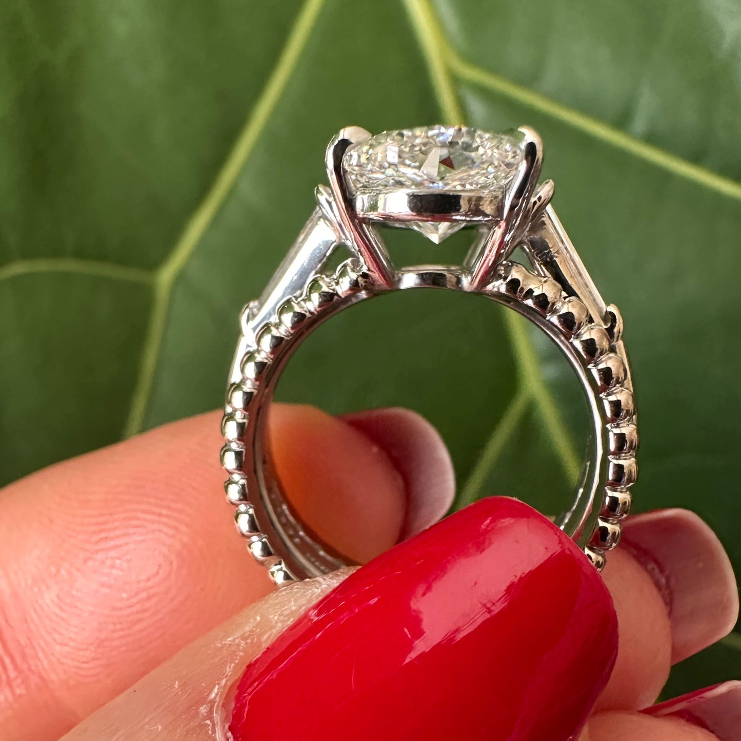 GIA Certified 5.03ct Oval Diamond Bridal Ring | H SI2 | Handmade Platinum 950 | Tapered Diamond Shoulders | Size 4