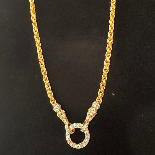 22k Solid Yellow Gold Diamond Necklace 71.7 Grams