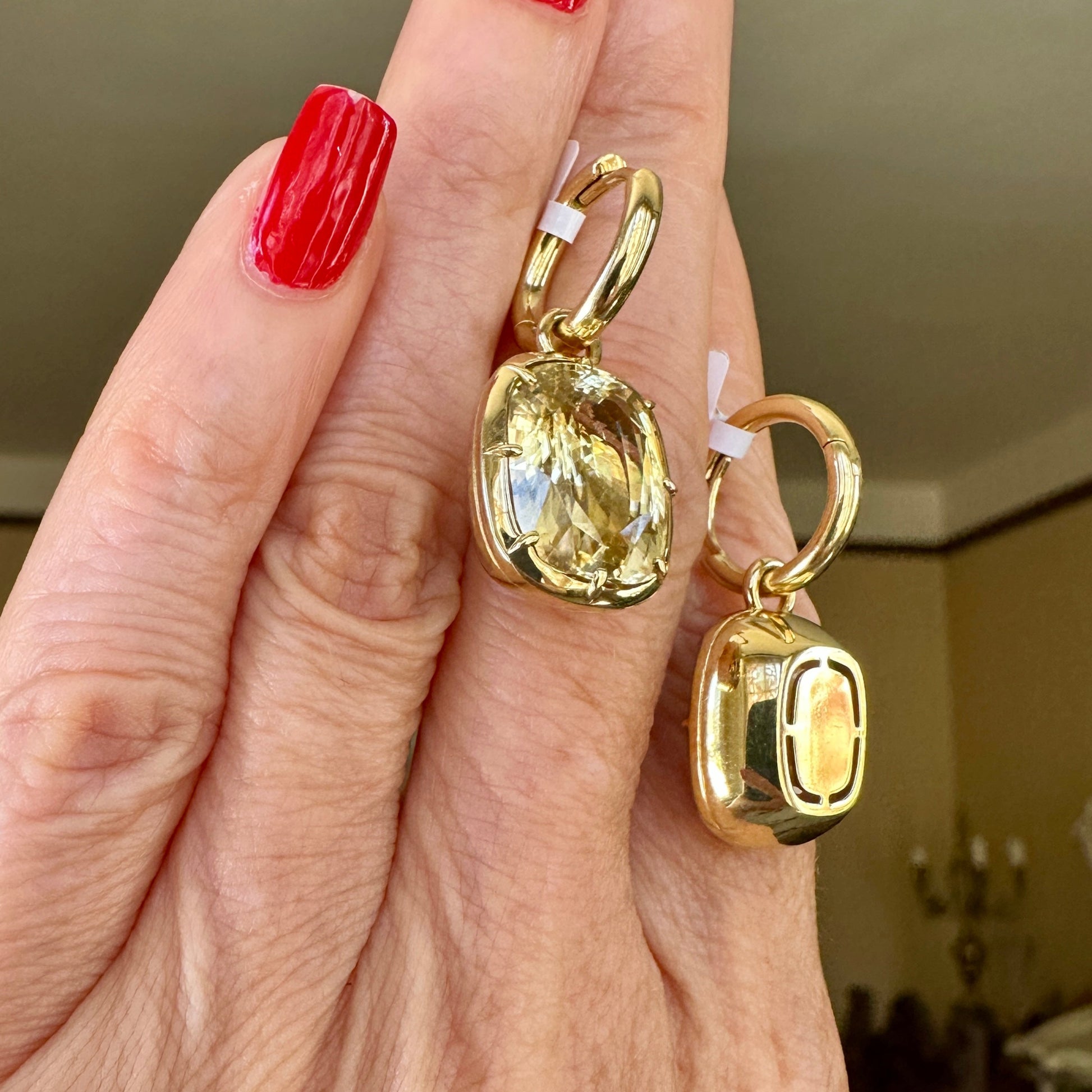 Cushion Cut Yellow Sapphire Earrings