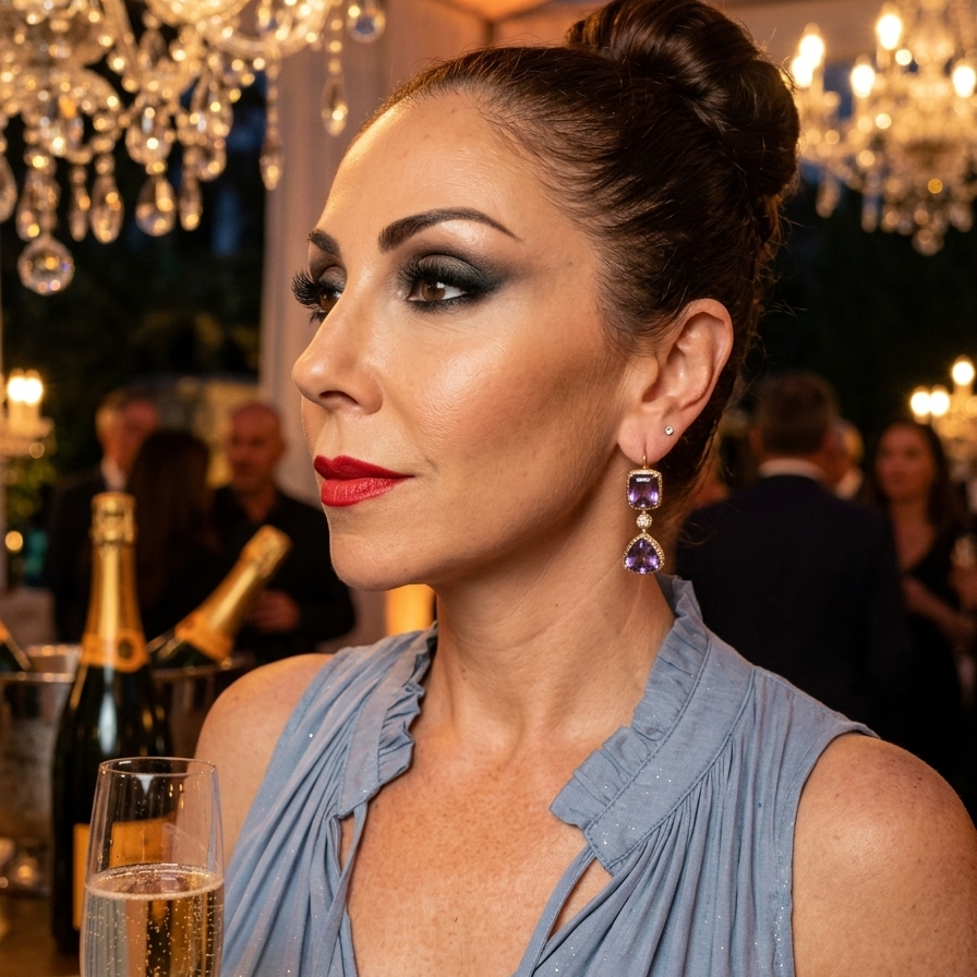 Multi-Cut Tanzanite & Diamond Pendant Earrings | 45.30ct Tanzanite & 0.60ct Diamonds | 18k Yellow Gold | 24.28g | 2"