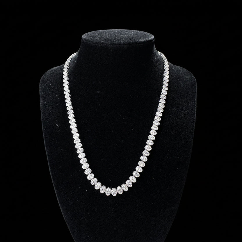 Natural Oval Cut Diamonds Tennis Neckalce