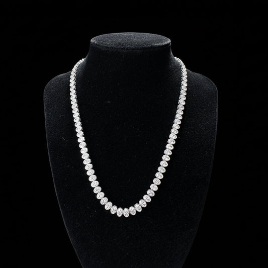 Natural Oval Cut Diamonds Tennis Neckalce
