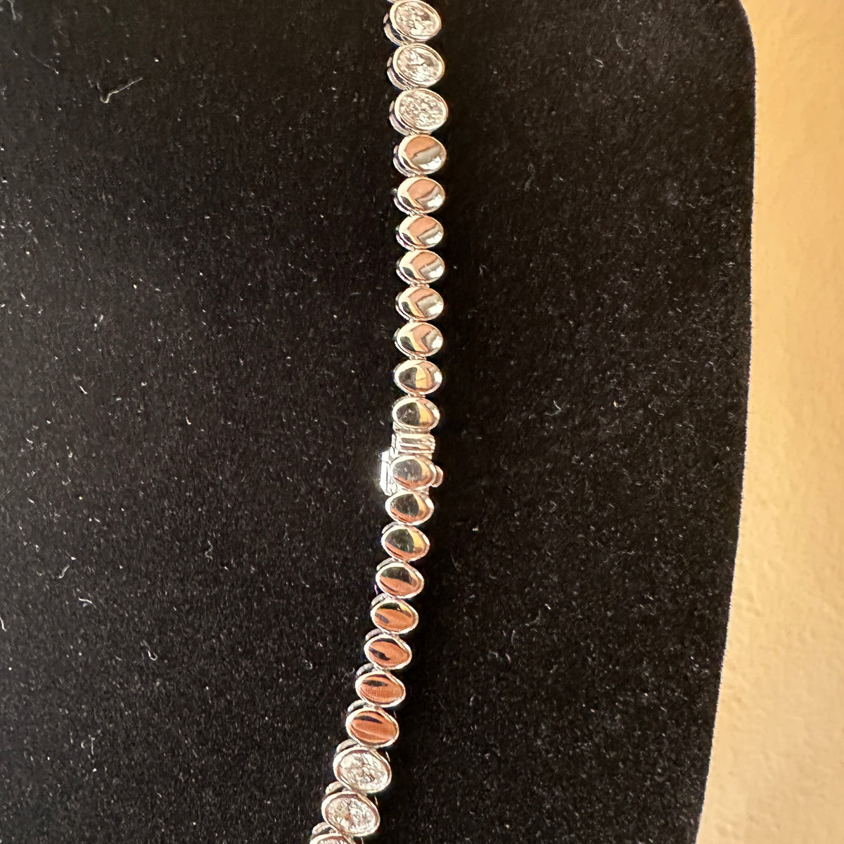 Natural Oval-Cut Diamond Tennis Necklace | 23.16ct | 75 Stones | 18k White Gold | 17.5"