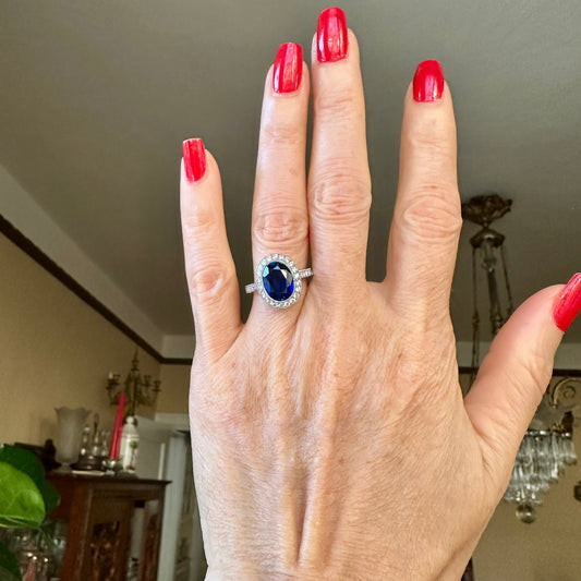 AGL Burma Natural Sapphire Diamond Ring