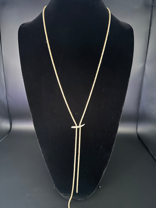 Diamond Lariat Tennis Necklace 18k Yellow Gold