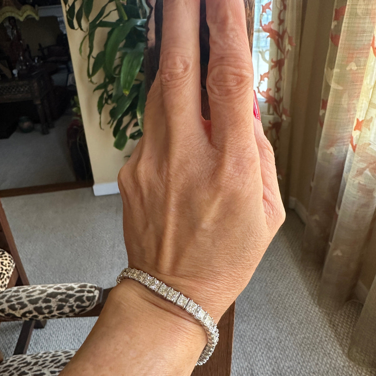 20.67 Carat Princess-Cut Diamond Tennis Bracelet in 14k White Gold
