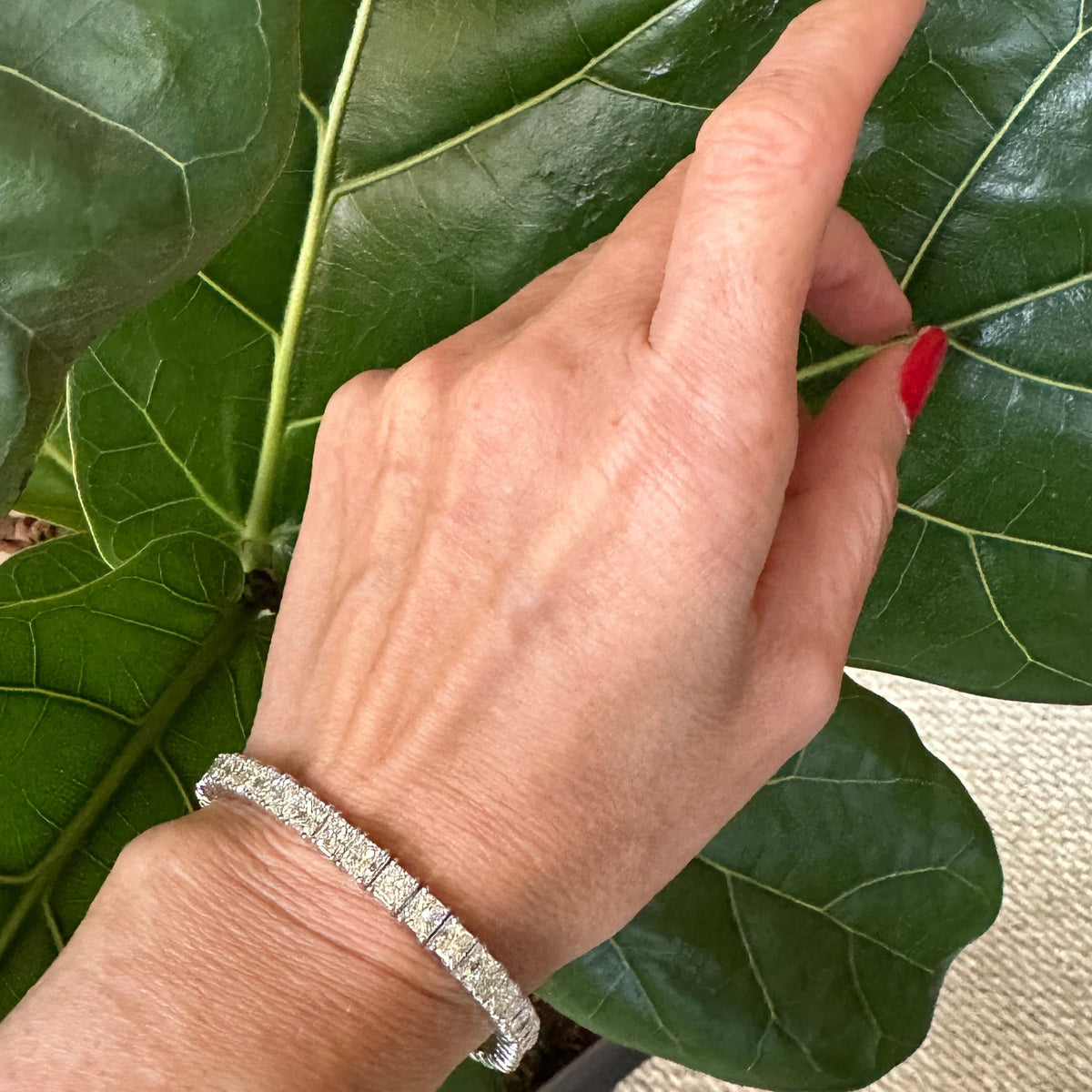20.67 Carat Princess-Cut Diamond Tennis Bracelet in 14k White Gold
