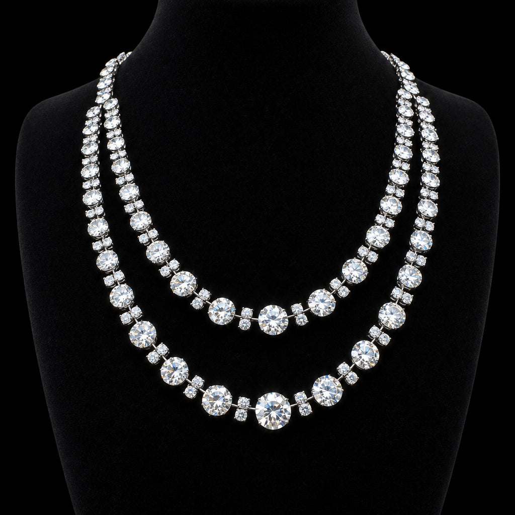 Georgian-Style Double-Row Paste Rivière Necklace in 14k Gold & Silver