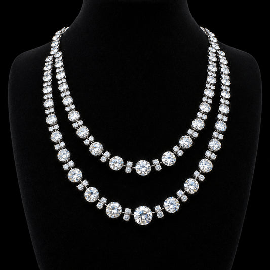 Georgian-Style Double-Row Paste Rivière Necklace in 14k Gold & Silver