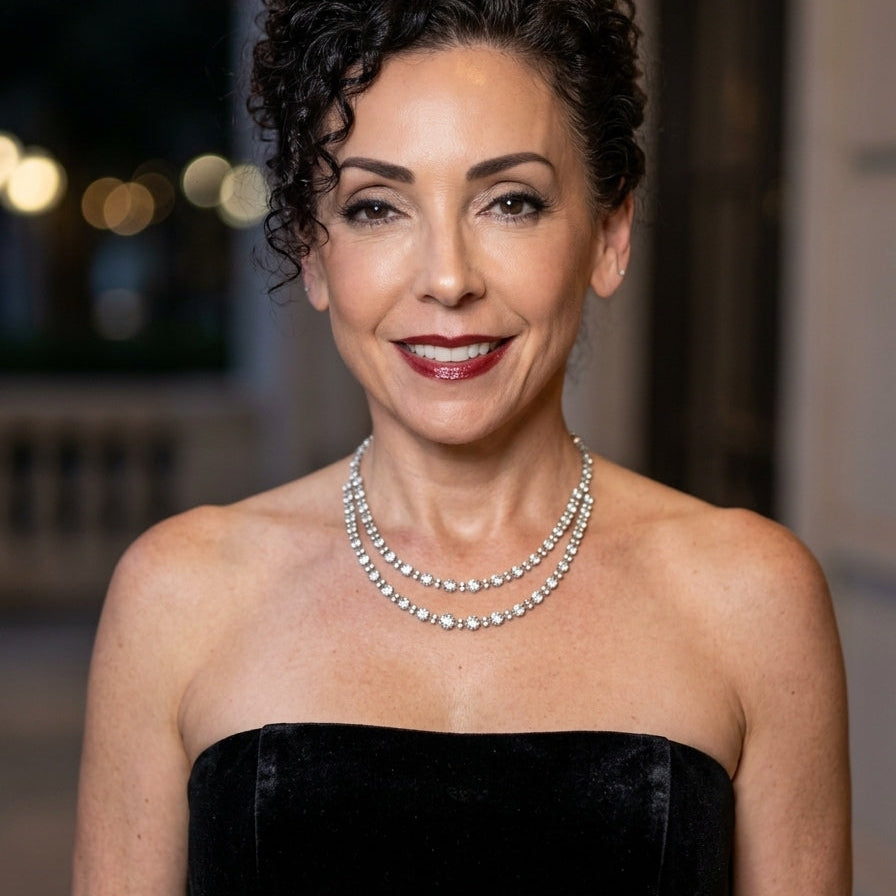 Georgian-Style Double-Row Paste Rivière Necklace in 14k Gold & Silver