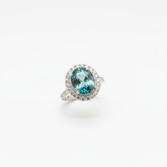 Natural Teal Sapphire Daimond Ring