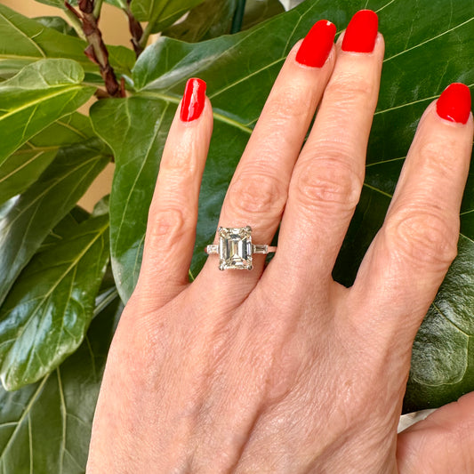 GIA Emerald Cut Natural Diamond Ring Platinum