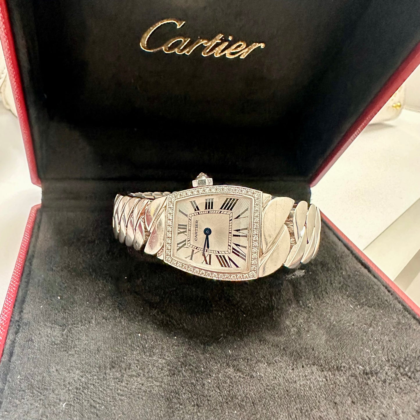 Cartier La Dona All Factory 18k White Gold Diamond Bezel Ladies Watch