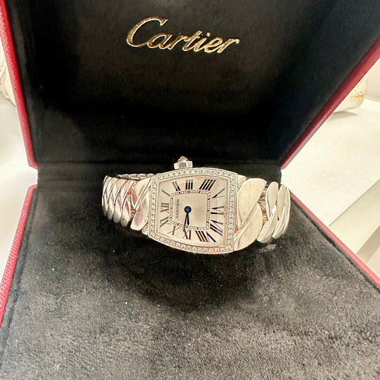 Cartier La Dona All Factory 18k White Gold Diamond Bezel Ladies Watch