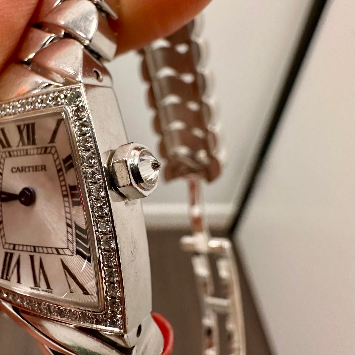 Cartier La Dona All Factory 18k White Gold Diamond Bezel Ladies Watch