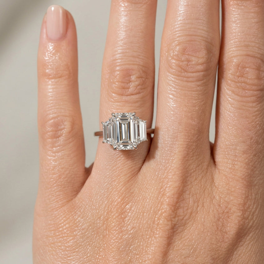 GIA 3.10 Carat G VS1 Emerald Cut Diamond Platinum Ring
