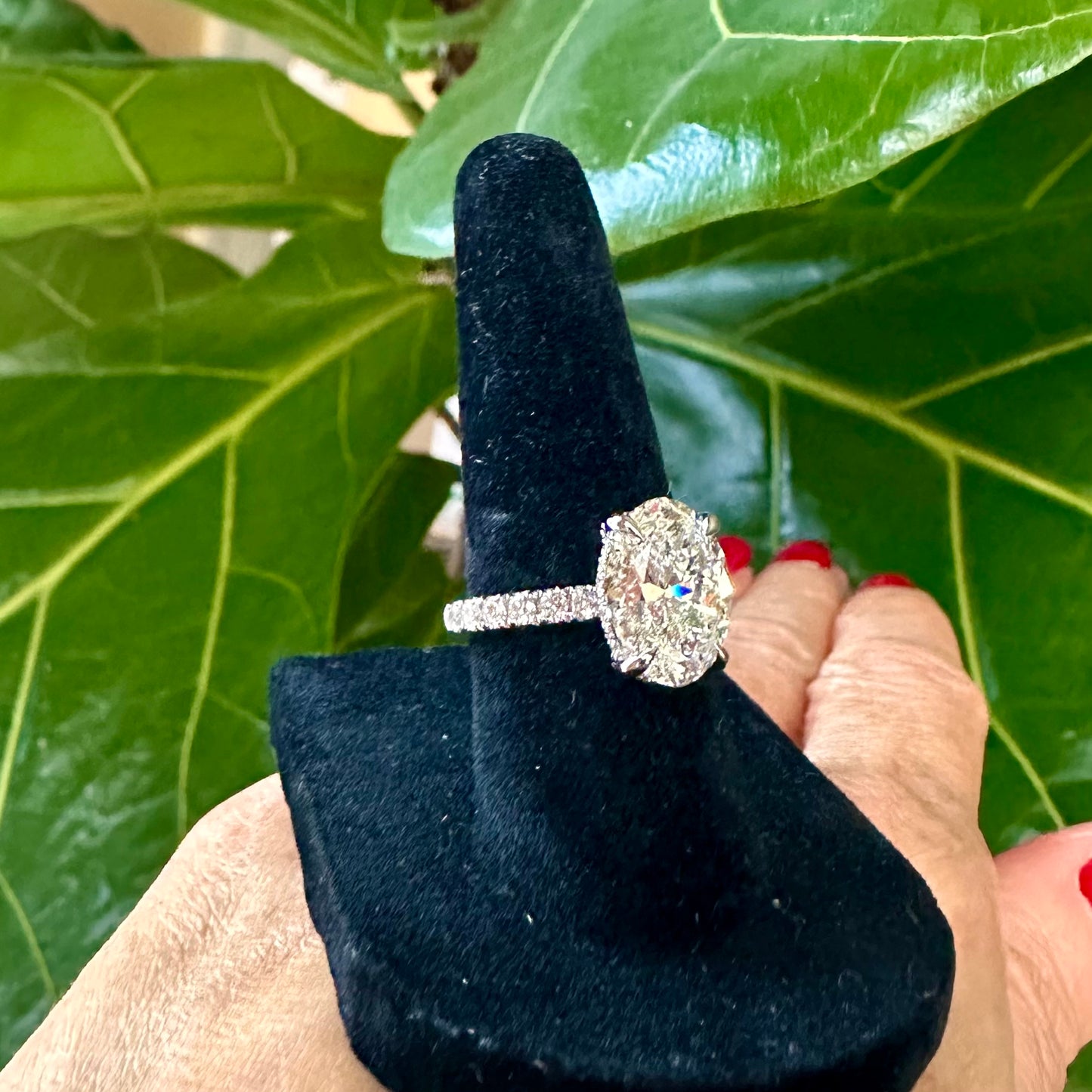 GIA Oval Cut I SI1 4.03 Ct. Natural Pave Diamond Ring 14k White Gold
