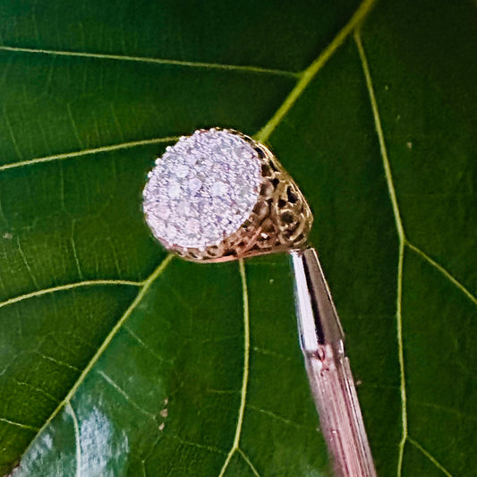Estate Mens Diamond Ring 18k White Gold  & 14k Yellow Gold